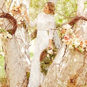 Lauren Conrad Sheer Floral Blouse with Lace